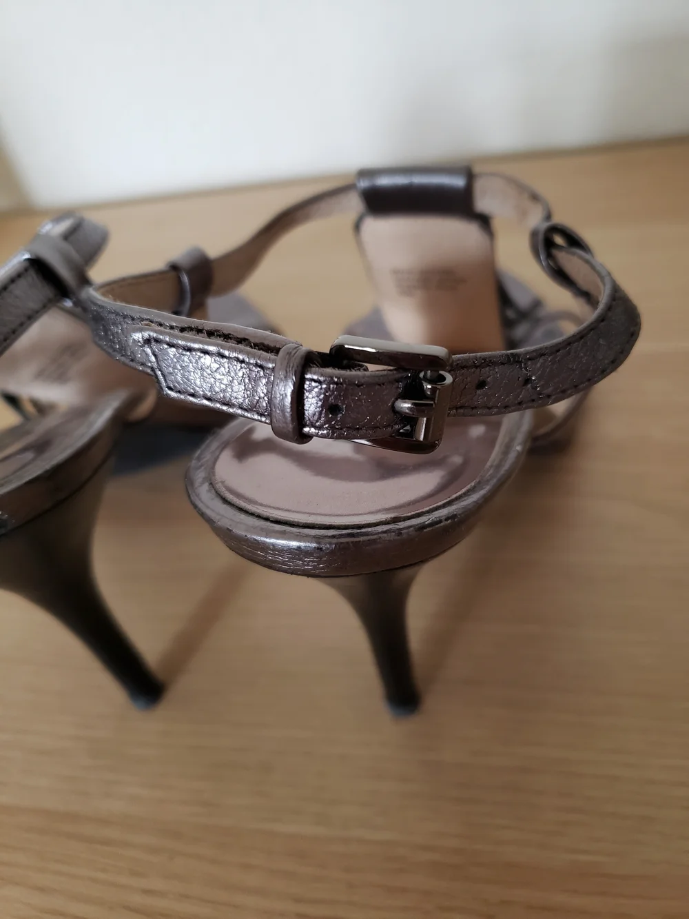 Michael Kors Metallic Gunmetal T-Strap Fringe Sandals